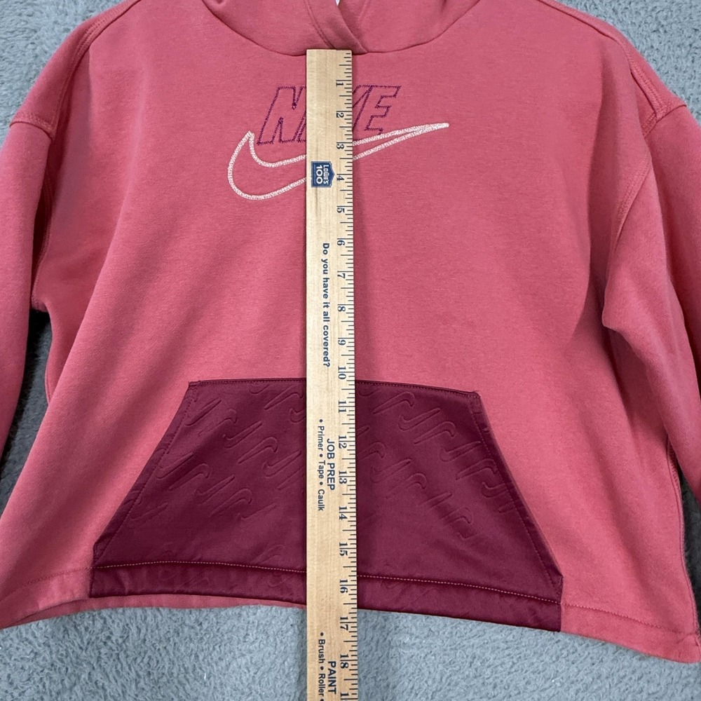 Nike Hoodie Girls XL Pink Fleece Cropped Pullover Swoosh Logo DM8888-622 - Picture 15 of 16